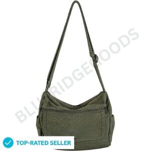 Canvas Messenger Bag Vintage Satchel Crossbody Tote Multiple Pockets Unisex